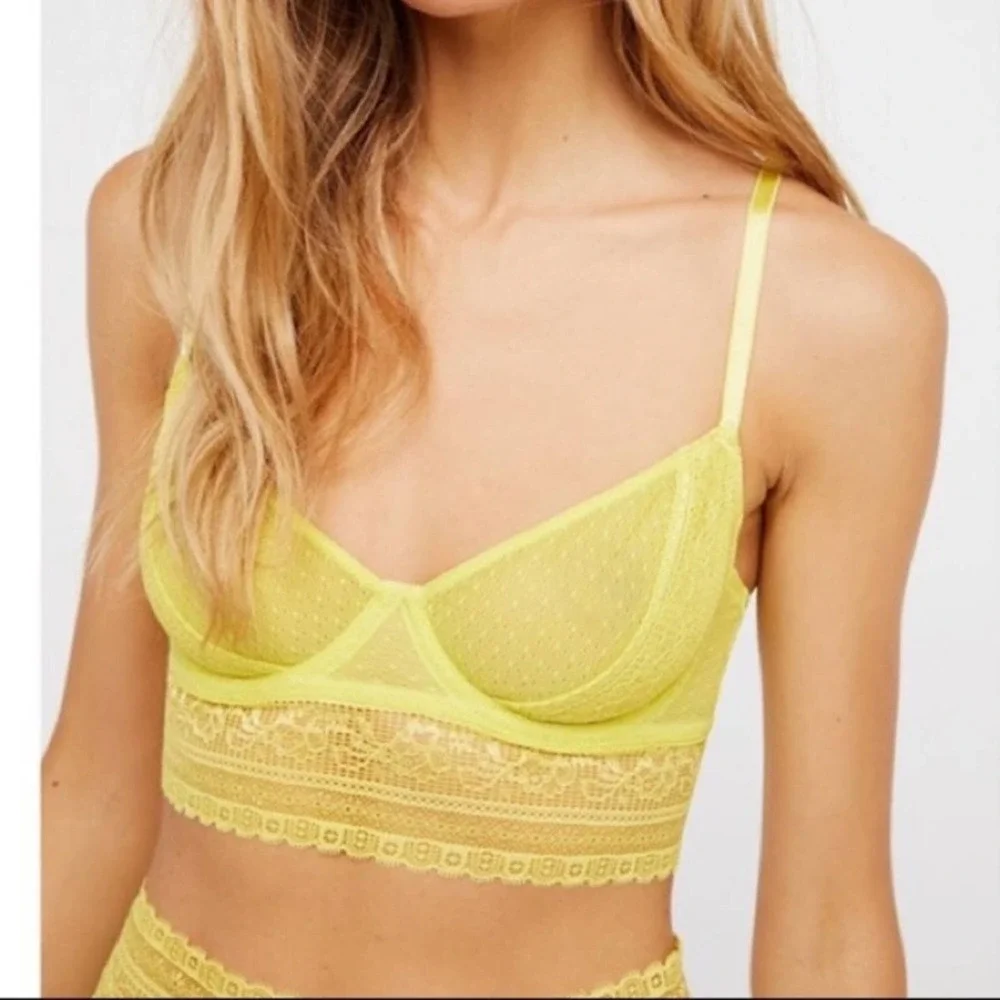 Free People Yellow Longline Bra 32D Get Off My Cloud New‎